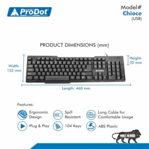 Prodot Standard Wired Keyboard Front View